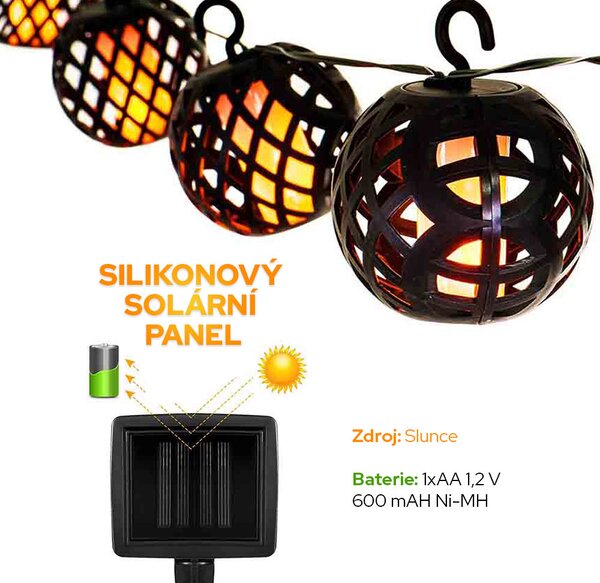 LEDSolar FireFly solární řetěz s 8 koulemi iPro 1W teplá barva