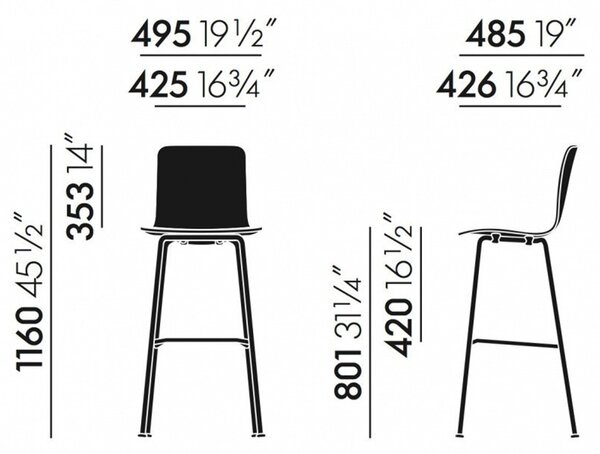 Vitra designové barové židle Hal Ply Stool High