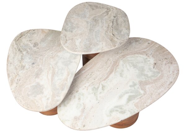 Set tří bílých mramorových odkládacích stolků DUTCHBONE SUKI 73/55/41 cm