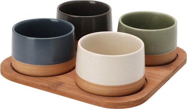 EXCELLENT HOUSEWARE Sada misek na pochutiny servírovací s prkénkem 4 ks KO-210001090