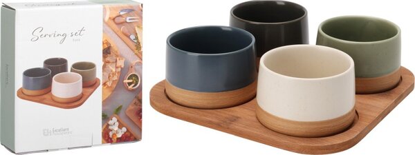 EXCELLENT HOUSEWARE Sada misek na pochutiny servírovací s prkénkem 4 ks KO-210001090