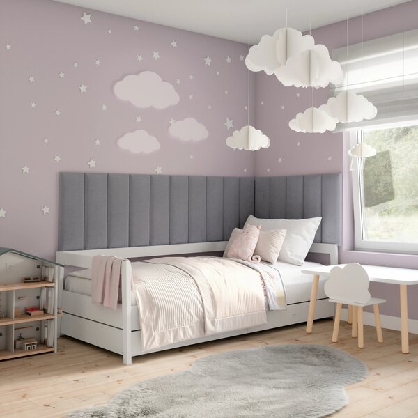 Set čalouněných nástěnných panelů 300x60 VALERIO - světle šedý