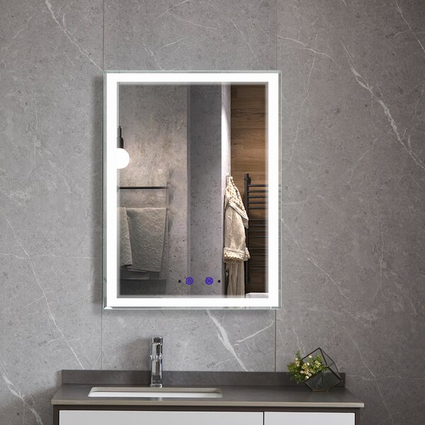 Nemlžící koupelnové zrcadlo s LED osvětlením na výšku 80x60 cm KZ2