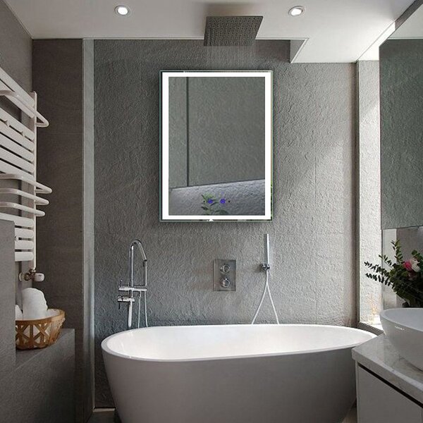 Nemlžící koupelnové zrcadlo s LED osvětlením na výšku 80x60 cm KZ2
