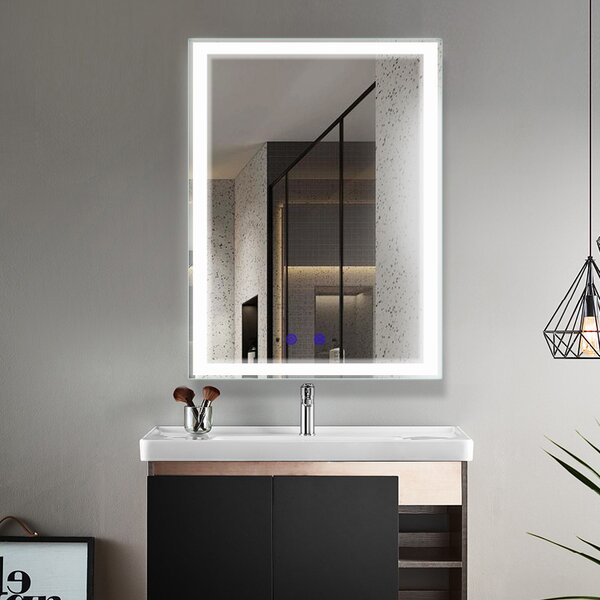 Nemlžící koupelnové zrcadlo s LED osvětlením na výšku 80x60 cm KZ2