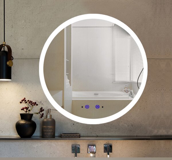 Nemlžící koupelnové zrcadlo kulaté s LED osvětlením 60x60 cm KZ3