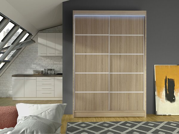 Posuvná šatní skříň Parys IV, Barva: bílá / černá, Osvětlení: bez osvětlení 5902928735048