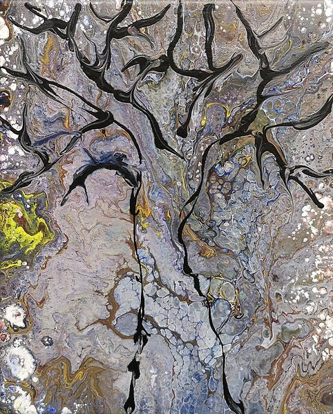 Ručně malovaný obraz od Jitka Vilímková - "Poslední strom", rozměr: 24 x 30 cm