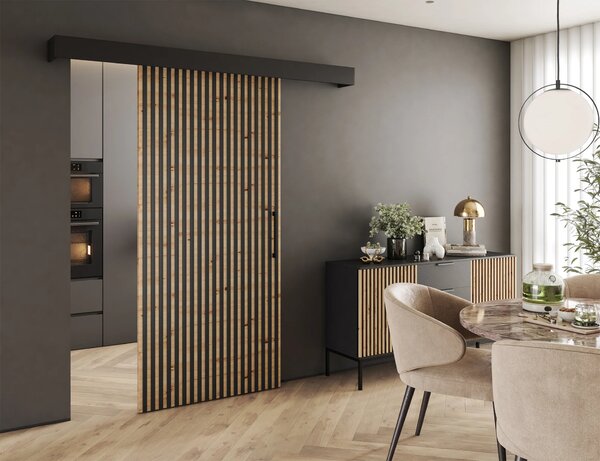 Designové poduvné dveře SEREN 1 - černé / hnědé