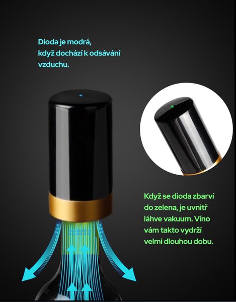 Elektrická vakuová zátka na víno černá VACU