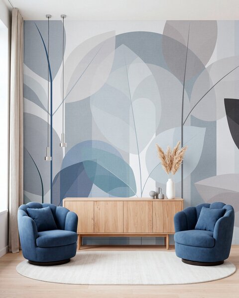 Fototapety abstraktní vzor s motivem listů v matném tkaném stylu v odstínech, Fototapety s motivem lesa, Fototapety tropické, w05986v2 : uwalls.cz