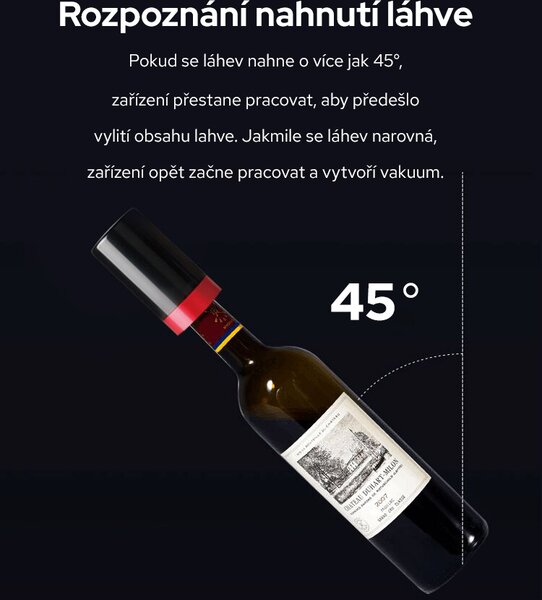 Elektrická vakuová zátka na víno černá VACU