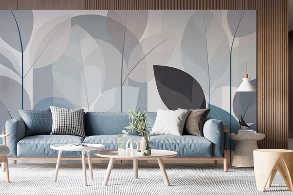 Fototapety abstraktní vzor s motivem listů v matném tkaném stylu v odstínech, Fototapety s motivem lesa, Fototapety tropické, w05986v2 : uwalls.cz