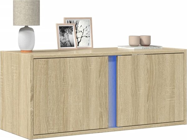 VidaXL Nástěnná TV skříňka s LED osvětlením 80 x 31 x 35 cm [852257] Barva: Černá