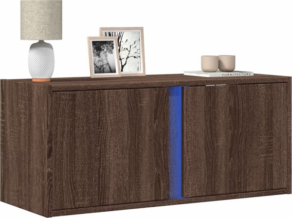 VidaXL Nástěnná TV skříňka s LED osvětlením 80 x 31 x 35 cm [852257] Barva: Černá