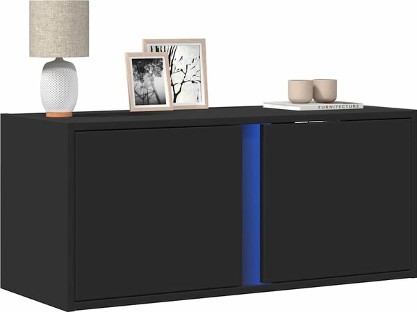 VidaXL Nástěnná TV skříňka s LED osvětlením 80 x 31 x 35 cm [852257] Barva: Černá