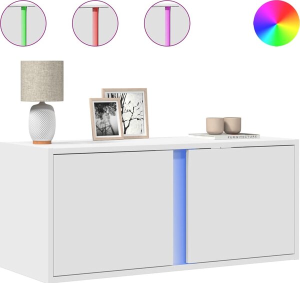 VidaXL Nástěnná TV skříňka s LED osvětlením 80 x 31 x 35 cm [852257] Barva: Černá