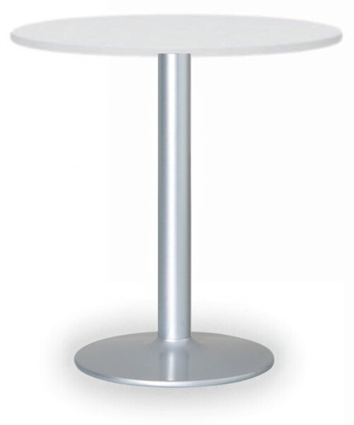 Konferenční stolek FILIP II, průměr 80 cm, šedá podnož, bílá