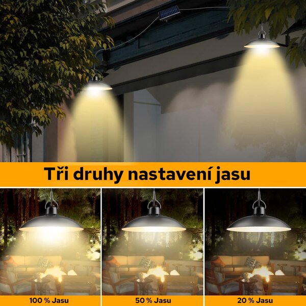 LEDSolar DUO solární závěsné lampy na zahradu s dálkovým ovládáním, iPRO, 8W, teplé světlo
