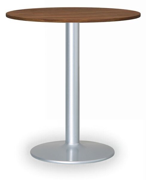 Konferenční stolek FILIP II, průměr 80 cm, šedá podnož, ořech
