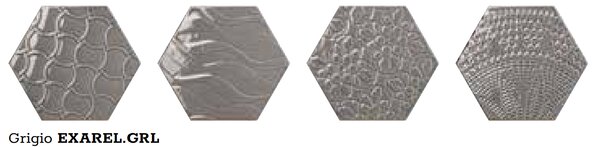 Tonalite Dlažba - obklad Exabright Decoro Relief Grigio (hexagon) 15,3x17,5