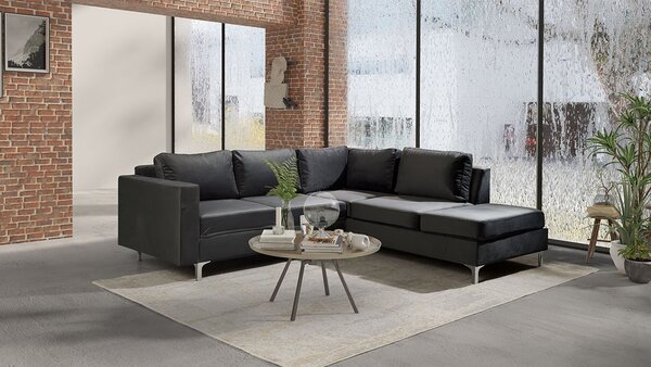 Rohová sedací souprava Nemezy Velvet, Barva: Tiffany 10, Strana: pravá 5902928137576