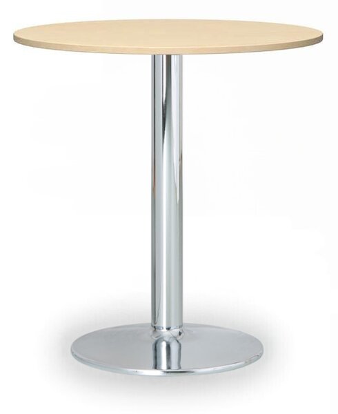 Konferenční stolek FILIP II, průměr 80 cm, chromovaná podnož, bříza