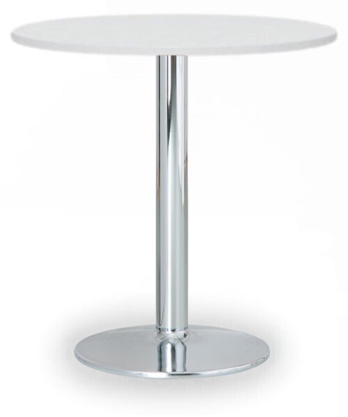 Konferenční stolek FILIP II, průměr 80 cm, chromovaná podnož, bílá