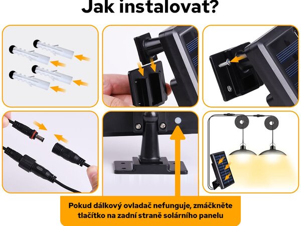LEDSolar DUO solární závěsné lampy na zahradu s dálkovým ovládáním, iPRO, 8W, teplé světlo