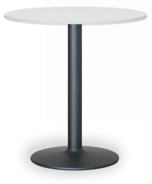 Konferenční stolek FILIP II, průměr 80 cm, černá podnož, bílá