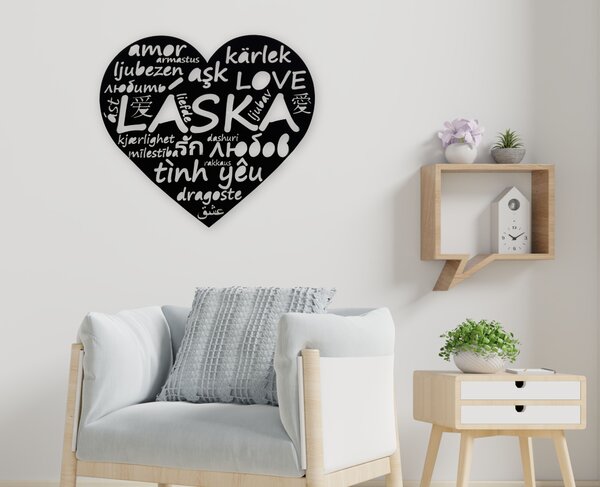 Srdce - Láska Barva: Černá, Velikost: 30 cm