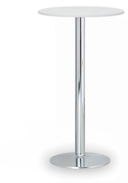 Koktejlový stůl OLYMPO II, průměr 600 mm, chromovaná podnož, deska bílá