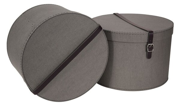 Šedé kartonové úložné boxy v sadě 2 ks s víkem ø 37,5x25,5 cm Rut Canvas Paper Laminate – Bigso