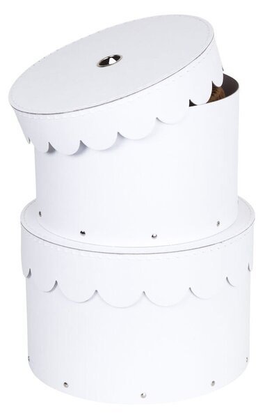 Bílé kartonové úložné boxy v sadě 2 ks s víkem ø 26x17,5 cm Wilma Paper Laminate – Bigso