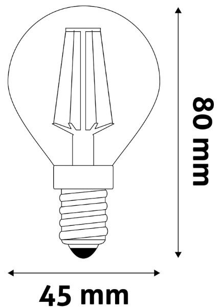 Prémiová retro LED žárovka E14 6,5W 806lm G45 teplá, filament, ekv. 60W, 3 roky