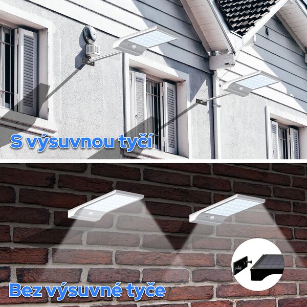 LEDSolar 36 nástěnná lampa s vysunutím bílá, se sensorem, bezdrátové, 2,5 W, studená barva