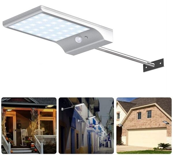 LEDSolar 36 nástěnná lampa s vysunutím bílá, se sensorem, bezdrátové, 2,5 W, studená barva