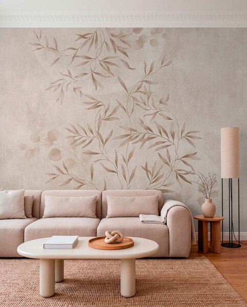 Fototapety Botanický vzor v béžových a hnědých odstínech, Fototapety akvarel, w05424v2 : uwalls.cz