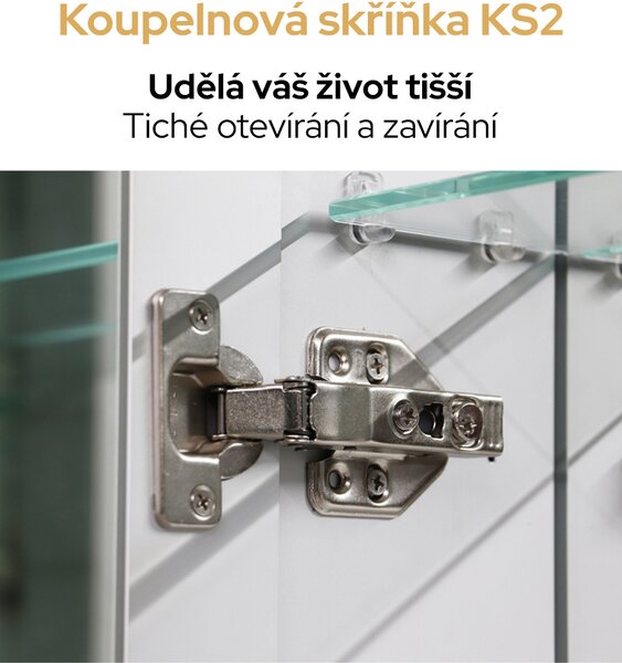 Koupelnová skříňka dvoudveřová se zrcadlem a LED osvětlením KS2