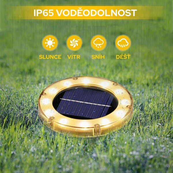 LEDsolar venkovní světlo k zapíchnutí do země ABS 4 ks, 12 LED, bezdrátové, iPRO, 1W, teplá barva