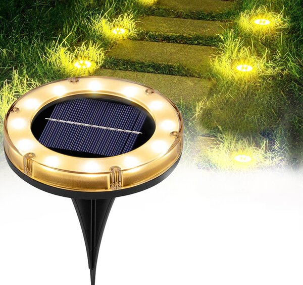 LEDsolar venkovní světlo k zapíchnutí do země ABS 4 ks, 12 LED, bezdrátové, iPRO, 1W, teplá barva