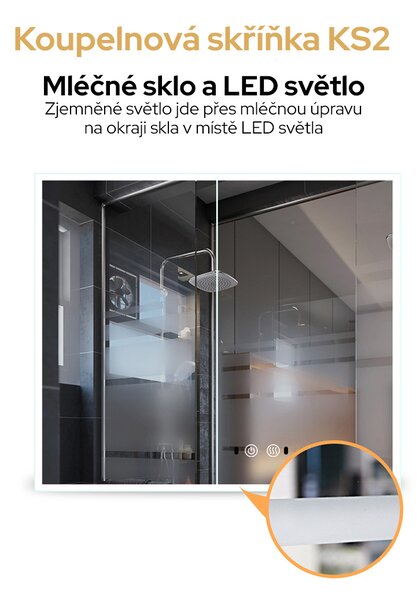Koupelnová skříňka dvoudveřová se zrcadlem a LED osvětlením KS2