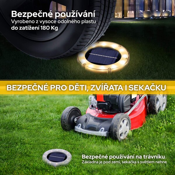 LEDsolar venkovní světlo k zapíchnutí do země ABS 4 ks, 12 LED, bezdrátové, iPRO, 1W, teplá barva