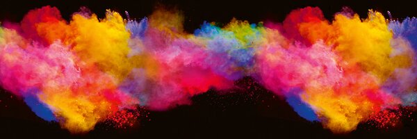 DIMEX | Fototapeta do kuchyně Exploze barevného prášku KI-180-288 | 180 x 60 cm | vícebarevná, černá