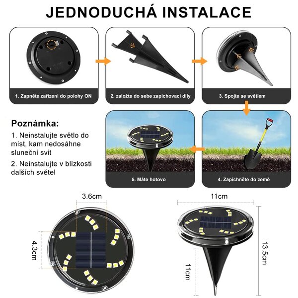 LEDsolar venkovní světlo k zapíchnutí Star 8 ks, 18 LED, bezdrátové, iPRO, 1W, teplá barva