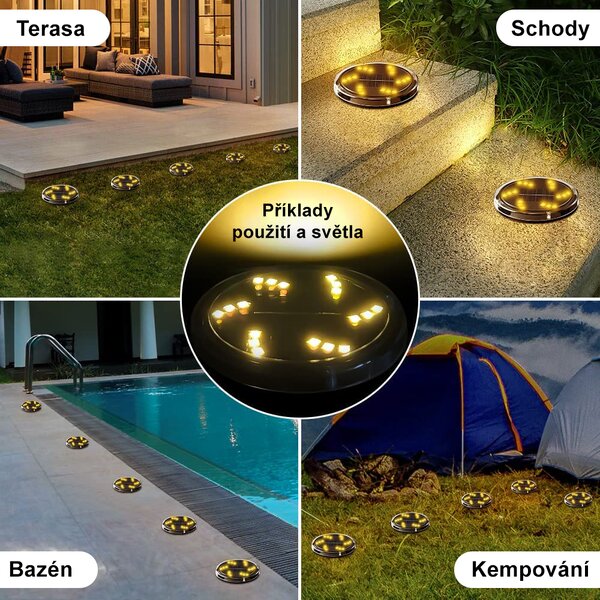 LEDsolar venkovní světlo k zapíchnutí Star 8 ks, 18 LED, bezdrátové, iPRO, 1W, teplá barva