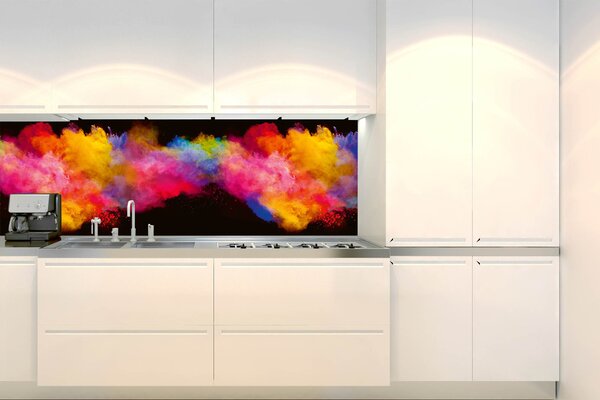 DIMEX | Fototapeta do kuchyně Exploze barevného prášku KI-180-288 | 180 x 60 cm | vícebarevná, černá