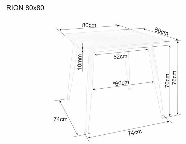 Signal Jídelní stůl Rion 80 cm keramika bílý mramor/černý