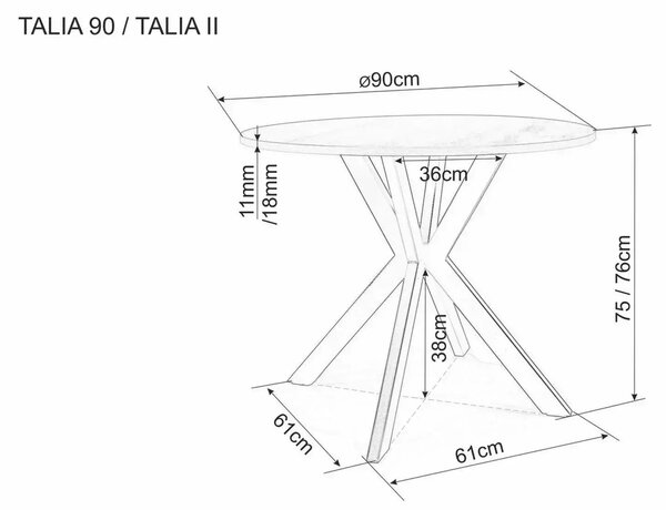 Signal Jídelní stůl Talia II 90 cm ořech/černý