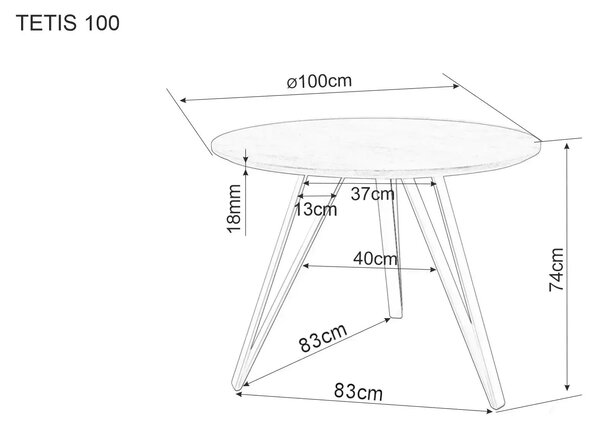 Signal Jídelní stůl Tetis 100 cm černý/dub přírodní